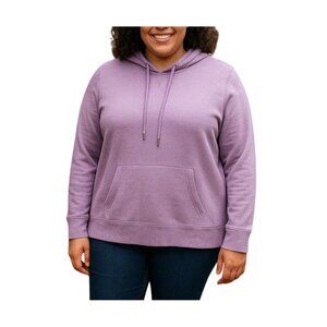 Luxe Knit Purple Hoodie Womens XL With Drawstring & Kangaroo Pocket